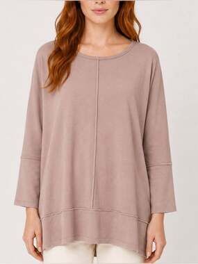 NEW SPANX perfect length Relaxed Round-Neck Dolman sweatshirt in Dusty Mauve Med
